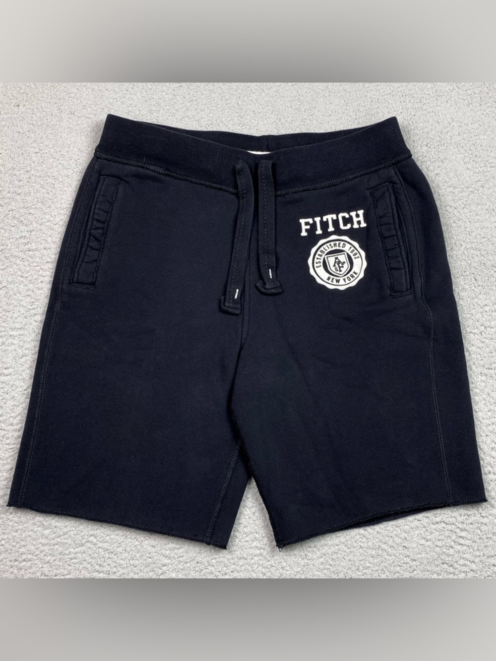 Abercrombie & Fitch Sweat Shorts Men's Size M Black Embroidered Logo Lounge EUC